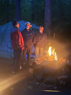 Camping with Six Fins Guide Service, Winthrop, Maine.