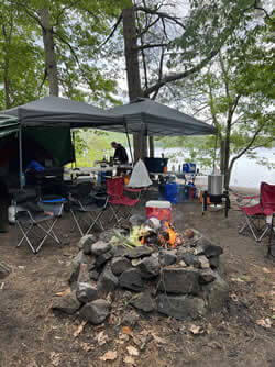 Camping with Six Fins Guide Service, Winthrop, Maine.