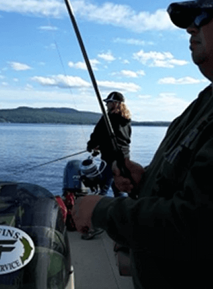 Open water fishing with Six Fins Guide Service, Wintrhop, Maine.